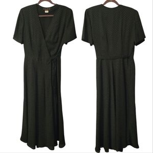 Donna Ricco Women's 12 Black White Polka Dot Maxi Wrap Dress Vintage Elegant